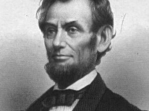 Engraving of President Lincoln based on a photograph taken by Matthew Brady on January 4, 1864.